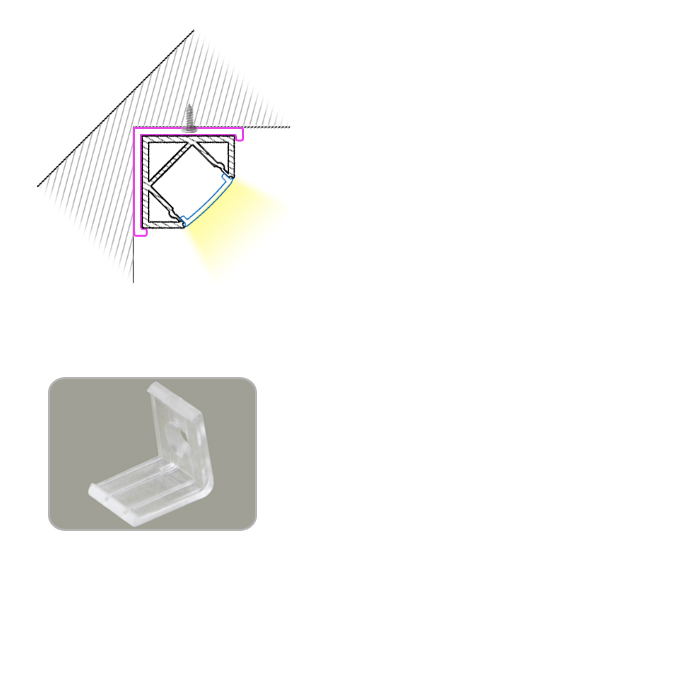 LED Corner Channel Aluminum Profile For 12mm LED Lighting Strips LED Corner Channel Aluminum Profile For 12mm LED Lighting Strips